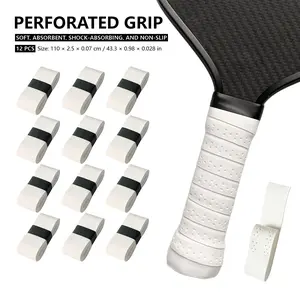 2024[6-Pack Pickleball Overgrips] 6-Pack Perforated Pickleball Paddle Overgrips - Non-Slip, Tacky Feel for Enhanced Control |   Sweat Absorbent, Textured Grip Design |   Compatible with Standard Paddles (110x2.5x0.07cm) |   Ideal for Competitive & Casual
