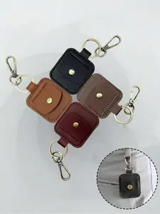 Faux Leather Coin Storage Pouch With Keychain - Lost Item Locator Storage Bag, Rectangular Faux Leather Ring Storage Box With Zinc Alloy Accessories, Suitable For Wedding Rings, Guitar Picks And Other Small Items Storage,