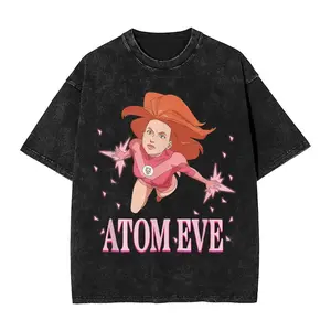 Invincible Atom Eve Men’s Graphic Tee – Flying Heroic Anime T-Shirt, Washed Vintage Style, Short Sleeve Cotton Crew Neck, Aesthetic Summer Casual Top, Soft Comfortable Fit, Trendy Everyday Wear, Perfect Birthday Gift