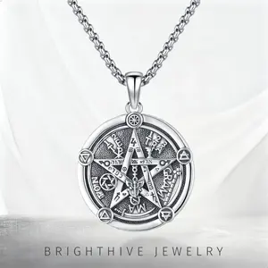 Brighthive Tetragrammaton Necklace 925 Sterling Silver Amulet Pendant - Unique Jewelry for Men & Women, Perfect Gift for Lover, Boyfriend, Girlfriend, Husband, Wife, Daughter, Son, Anniversary, Birthday, Graduation, Christmas, Halloween