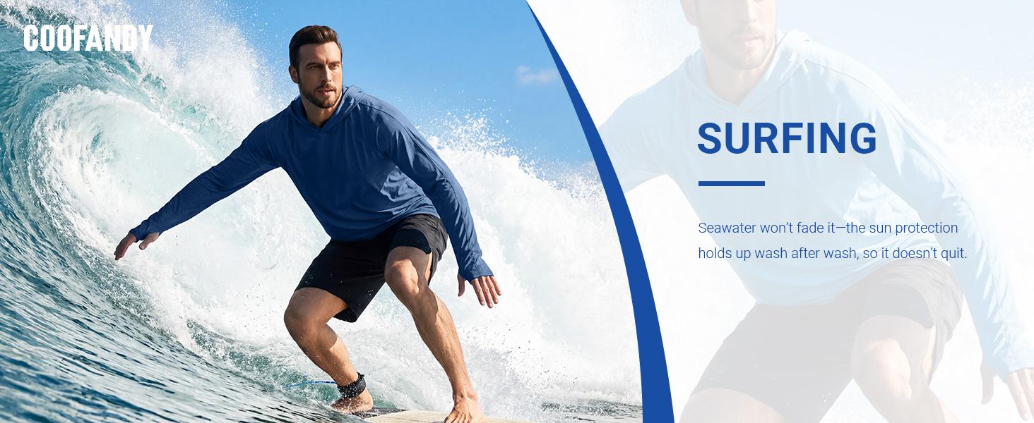COOFANDY Men's UPF 50+ Fishing Shirt Lightweight Quick Dry UV Sun Protection Hoodie Long Sleeve SPF Hiking Running Rash Guard