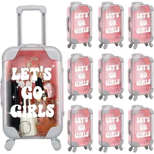 10 Pack Mini Suitcase Party Favor  Box Plastic  Box False Eyelashes Miniature Luggage for Travel Wedding Bachelorette Party Bridesmaid Bridal Shower Favors Decorations (Let's Go Girls)