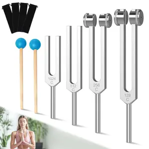 Tuning Fork Set 4 Pieces 128hz 256hz 512hz 1024hz, Yoga and Meditation Accessories, Sound Vibration Relaxation Experience