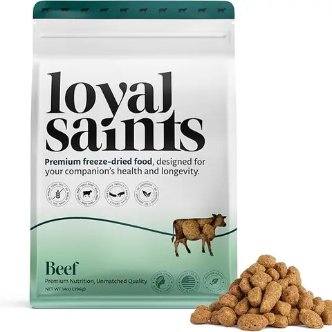 Loyal Saints Premium Freeze-Dried Beef Dog Food 5oz - High Protein, Grain-Free, USDA-Certified Organic Ingredients - Complete Meal Topper & Snack - Made in USA - Dog Nutrition & Treat