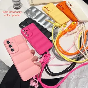 Case For Samsung A17 A07 A26 A36 A56 A54 A55 A06 A16 A05s A14 A15 A24 A25 A34 A35 5G Down Jacket Crossbody Wallet Phone Lanyard Phone Case Adjustable Phone Wrist Strap