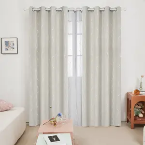 Blackout Curtains (2 Panels) Special Sale, Deconovo Grommet Dots Pattern for Bedroom and Living Room - Thermal Insulated Window Curtains curtain