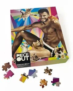 Cuddle Puddle, Jigsaw Puzzle for Adults by Piece Out. Featuring kittens, rainbows, and man