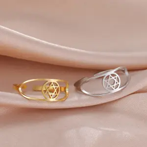 Skyrim Star Of David Hexagram Ring Women Men Stainless Steel Finger Rings Vintage Israel Jewish Judaism Jewelry Gift