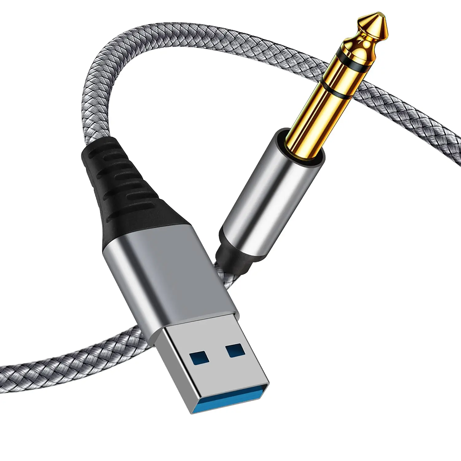 USB-A to 6.35mm (1/4 in) TRS Stereo Audio Cord - 6.6FT Port Adapter with 30,000 Times of Plugging and Unplugging Durability for Windows PCs, Amplifiers, Music Devices, 6.35mm Audio Jack