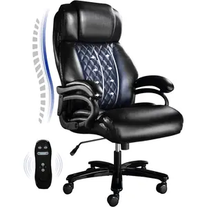kaelin rocking chair Big and Tall Office Chair, 500lbs High Back Large Executive Chair with Electric Airbag Heating High Back Computer Chair with Wide Seat, Black Ergonomic Leather Rocking Chair