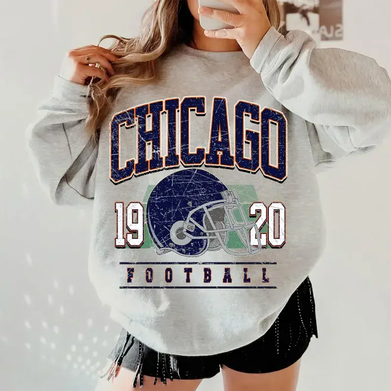 Vintage 90s Style Chicago Football Sweatshirt, Game Day Shirt, Chicago Team Football Shirt, Sunday Chicago, Chicago Hoodie, Bears Fan Apparel