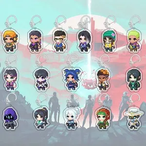 1pc Valorant Pixel Style Acrylic Layered Keychains, Creative Valorant Charms, Birthday Gifts, Party Favors