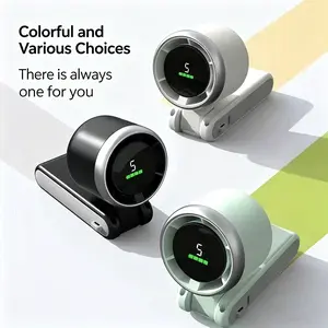 Portable Turbo Fan 3-in-1 LED Display USB C Rechargeable 3600mAh 10H Runtime 13000 RPM 5 Speeds Adjustable Head-Fold Handheld Neck Desk Pocket Cooling Fan for Travel Camping Office Makeup