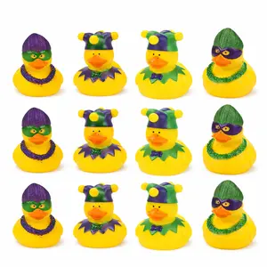 Mardi Gras Rubber Ducks 2" | 12-Pack Masquerade Party Favors