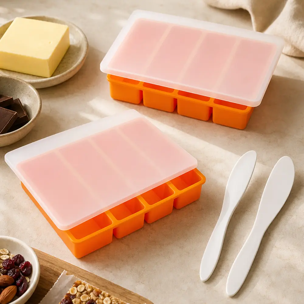 2Pcs Silicone Butter Molds with Lid, Non-Stick Homemade Butter Mold, Includes 2 Spatulas, Freshness Locked, Easy Release, Versatile Shaping for Baking and Freezing - Home Improvement.