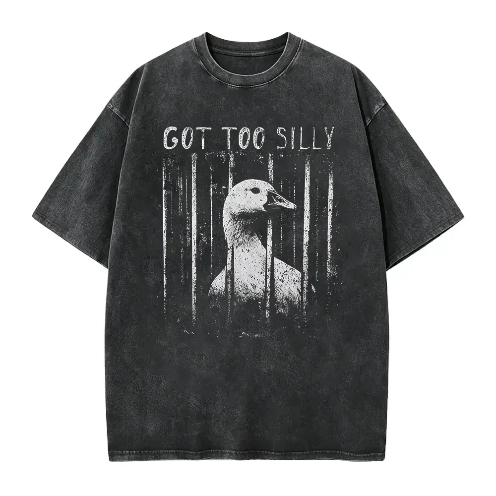 Women's Oversize Classic Short-Sleeve Round Neck Soft Streetwear T-Shirt - "Got Too Silly" Graphic Fabric Top