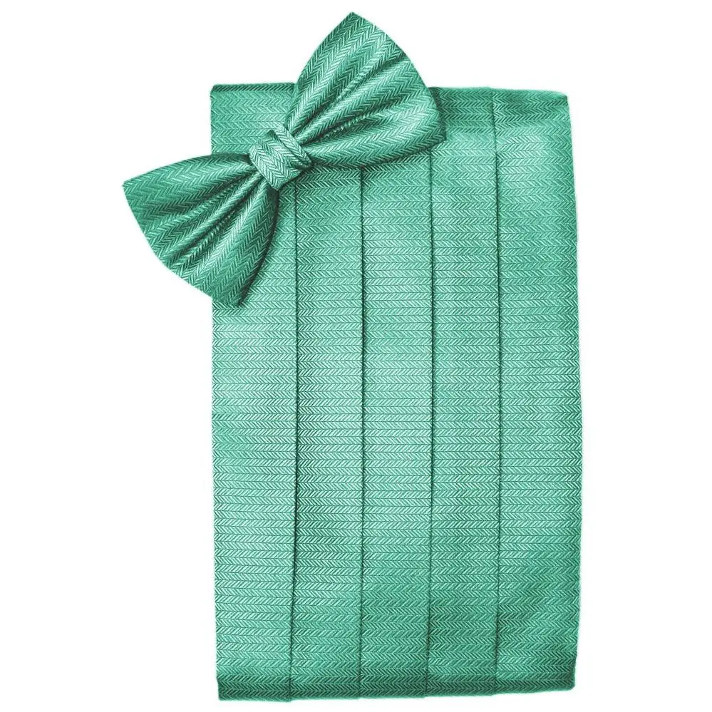 Aqua Herringbone Cummerbund