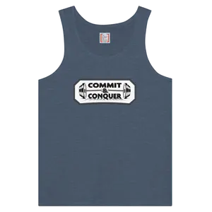 Commit & Conquer Unisex Jersey Tank Top - Modern Fit, Round Neck, Combed Cotton, Size XSSM-LXL2XL
