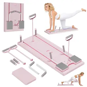 Pilates Board,Multi-functional Ab Exercise Board,FoldableHome Pilates Reformer with Knee Mat ,Timer andResistance Bands,Abs Workout Equipment forAbdominal & Core Strength Training trainer machine PLT sturdy structure