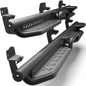 Running Boards for 2009-2018 RAM 1500 CREW CAB, Two-Raised Step Design, Heavy-Duty Carbon Steel Nerf Bars, 2PCS