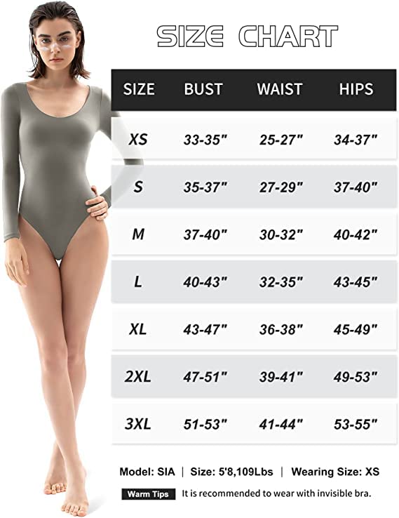 PUMIEY Women's Scoop Neck Long Sleeve Bodysuit Body-hugging Sexy Tops Womenswear Longsleeves Comfort Basic Underwear Lady Minimalist bodysuit chanclas PUMIEY Women's Scoop Neck Long Sleeve Bodysuit Body-hugging Sexy Tops Womenswear Longsleeves Comfort Basic Underwear Lady Minimalist bodysuit chanclas