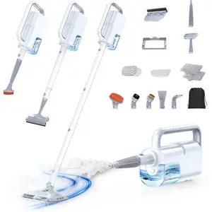 10-in-1 Steam Mop with Detachable Handheld Steamer, 350ml , 10s Heat-Up, 248?F Steam Cleaner, 3-Level Control and Swivel  for Floors, Carpets, Tiles, BBQ grill Multi-Surface Clean White