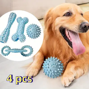 4pcs (4sizes)Pet self High gift bag Soft rubber ball bite resistant wear grinding toy hidden food antidotes cleaning teeth suitable for dogs, cats, squirrels and other pets the perfect Christmas and Halloween gift choice Chews
