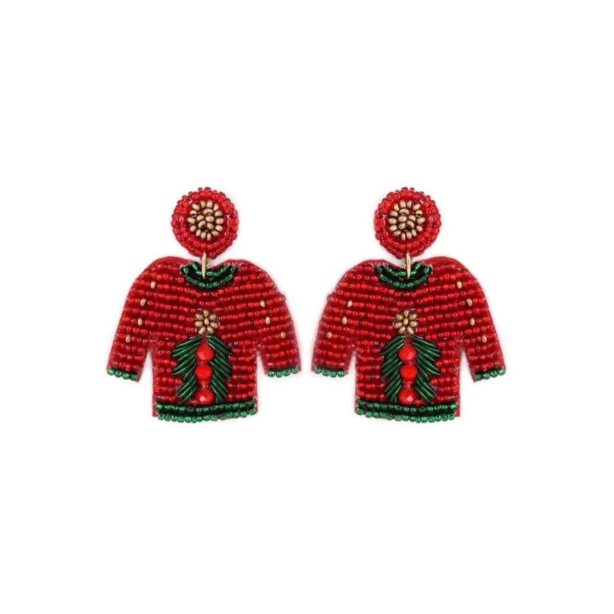 Beaded ugly sweater Christmas earrings