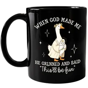 CupiCo Funny Faith Unisex Ceramic Mug, Christian Funny Goose Coffee Mug, Faith Based Humor Tea Cup, Sunday Church Mugs, Cute Christian Drinkware