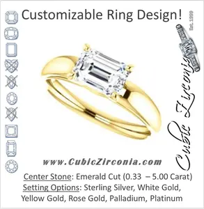 Cubic Zirconia Engagement Ring- The Johnnie (Customizable Cathedral-set Emerald Cut Solitaire with Decorative Prong Basket)