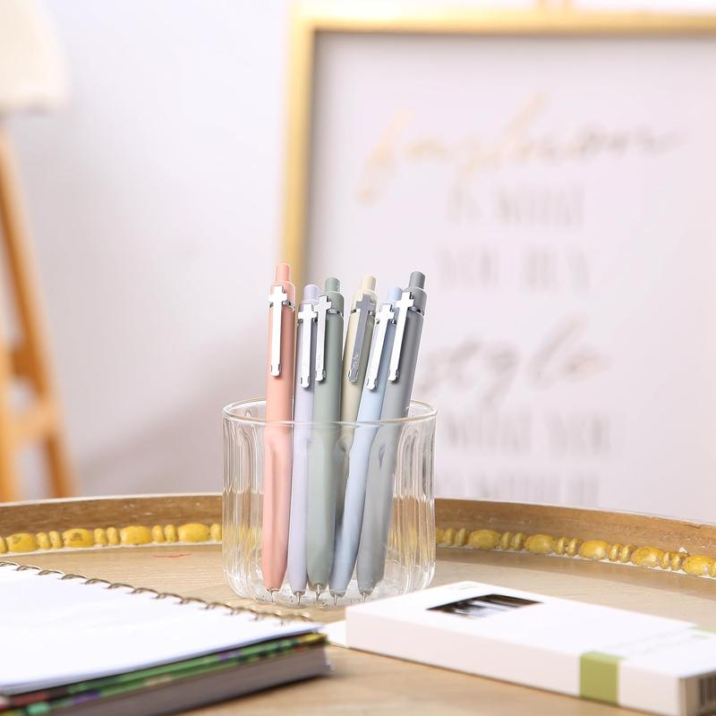 Mr. Pen- Retractable Gel Pens for Journaling, 6 Pack, 0.5 mm Black Ink, Color Barrel with Silver Cross Clip