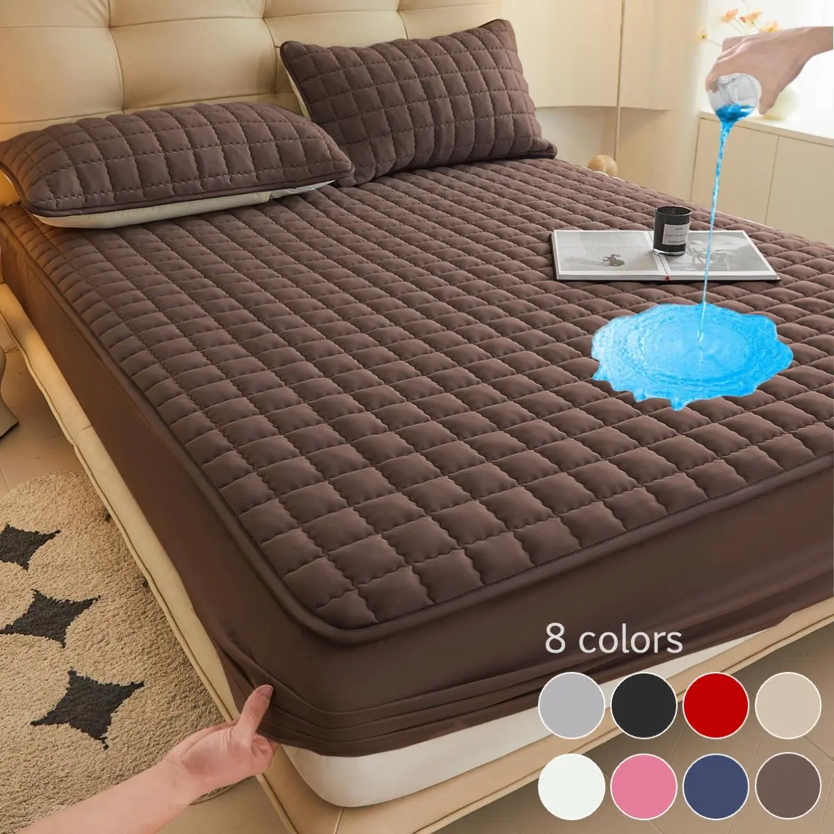 Waterproof Mattress Cover, Soft Comfortable Breathable Mattress Protector, Bedding Supplies for Bedroom, Guest Room, Apartment, School, Home with Small Children, Pets Or The Elderly
