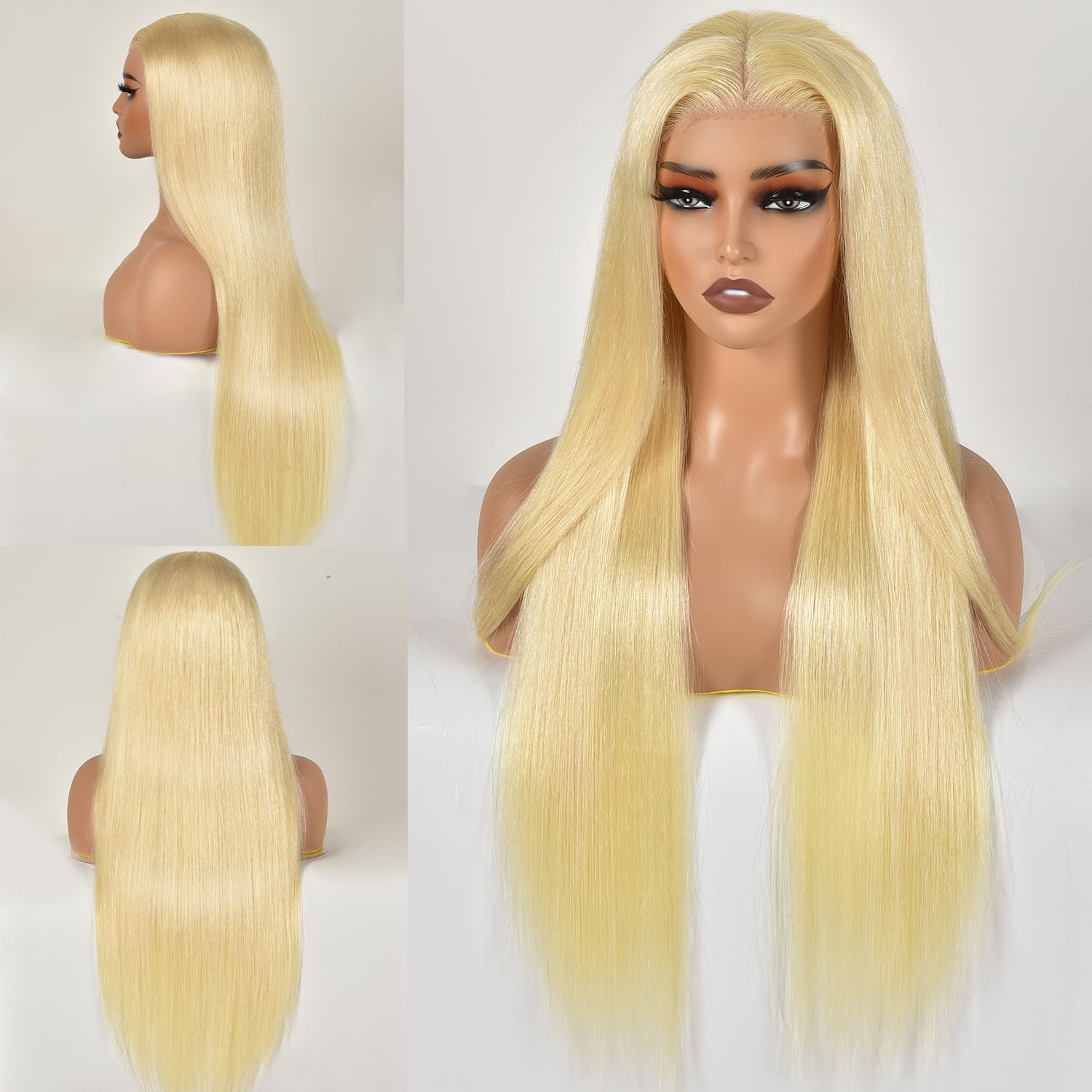 5x5 Glueless Wig Straight Human Hair Wig 613 Blonde Straight Lace Closure Wig For Woman Pre Plucked Pre Cut 180% Density Straight Lace Wig Daily Wear Friendly