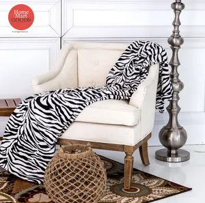 Zebra Black and White Animal Print Coral Fleece Mega Throw Soft Blanket