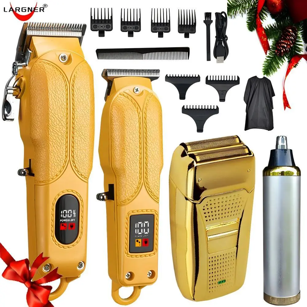 Largner 5-In-1 Electric Shaver Set, Bald Head Trimmer, Rechargeable Razor, Nose Hair Trimmer, Comb, Cloth, Complete Kit