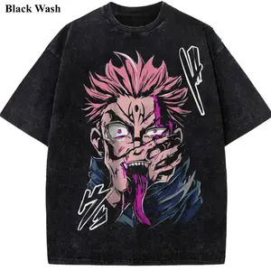 Ryomen Sukuna Vintage Wash Tee, Jujutsu Kaisen T-shirt, Anime Graphic Tees, Unisex Shirt, Anime Gift For Fan, Gym Workout Shirt, Menswear Womenswear Crew Neck Oversize Fit Heavy Cotton