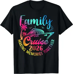 Family Cruise 2026 Summer Vacation Matching Family Cruise T-Shirt Pure Cotton Graphic Tees Menswear Top: Gifts for Men & Women