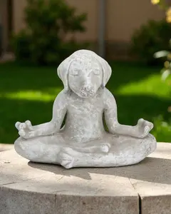 USA Made Cast Stone Meditating Zen Dog Garden Statue
