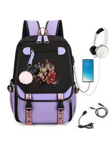 Katseye Merch  Backpack School Backpack for Girls Color-block School Bag Girls Backpack for School Kids Bookbag with USB Charging Port Cute Backpack