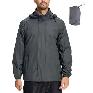 Men’s Rain Jacket with Hood Lightweight Rain Coats Waterproof Raincoat Packable Windbreaker for Hiking Cycling
