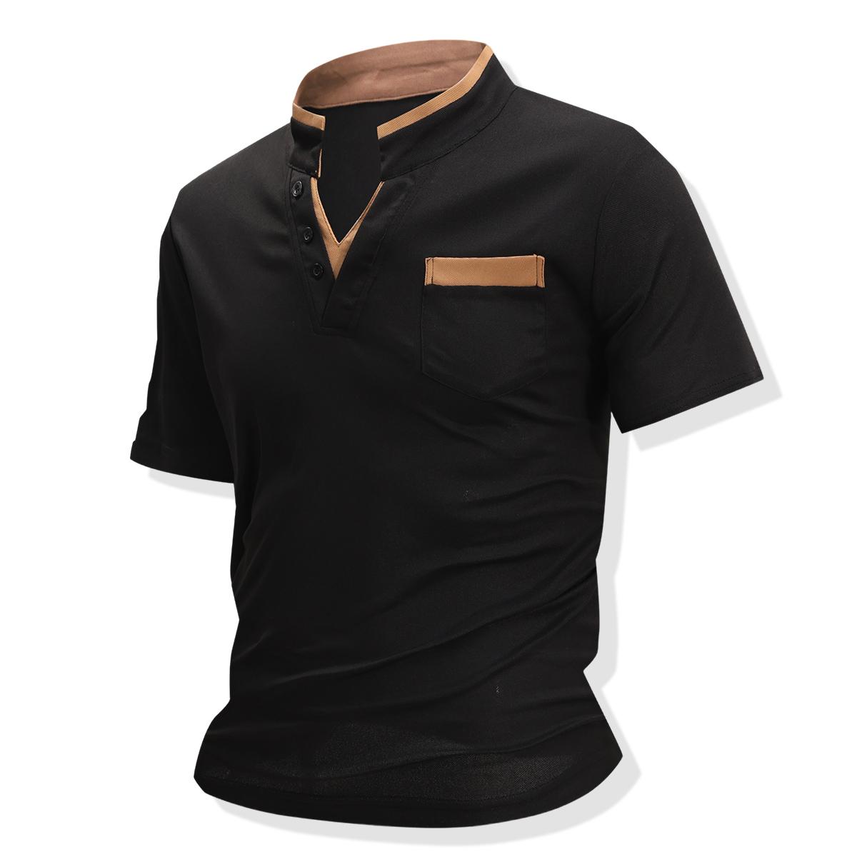 2PCS Men's Lightweight Moisture-Wicking Short Sleeve Shirt - Breathable Stretch Fabric, Henley Neck Casual Button-Up for Gym, Summer Outings & Parties guys gifts