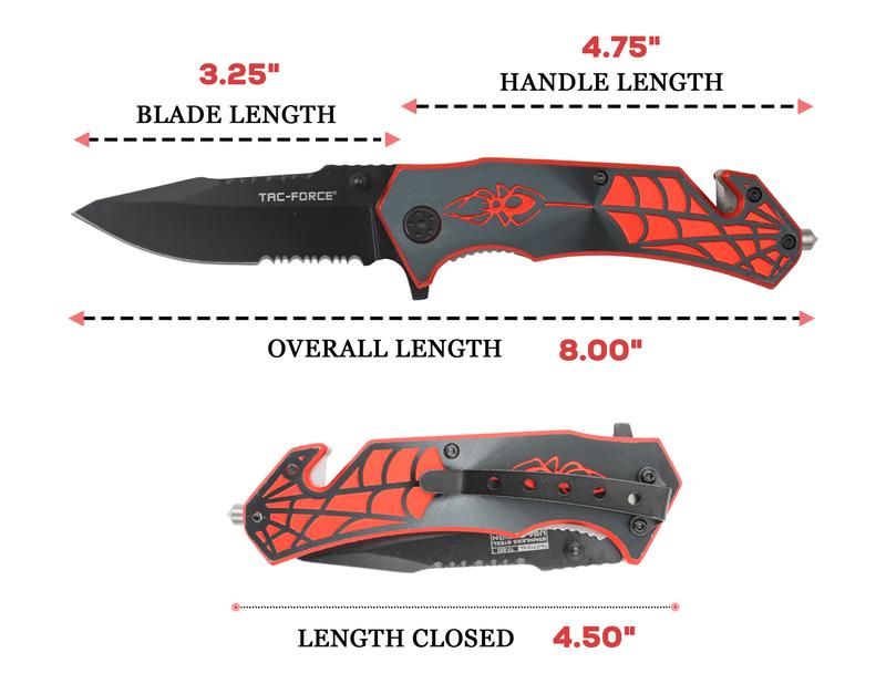 Tac Force Spider Rescue Pocket Folding Knife TF-553 3.25" 3MM THICK BLADE, 4.5" CLOSED