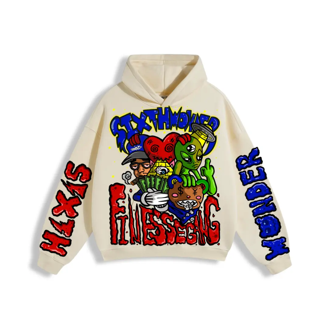 6thwonder Finesse Gang Menswear Baggy Loose Hoodie Pullover, Men's Tops Sweatshirts, Fashion, Long Sleeve, Stylish