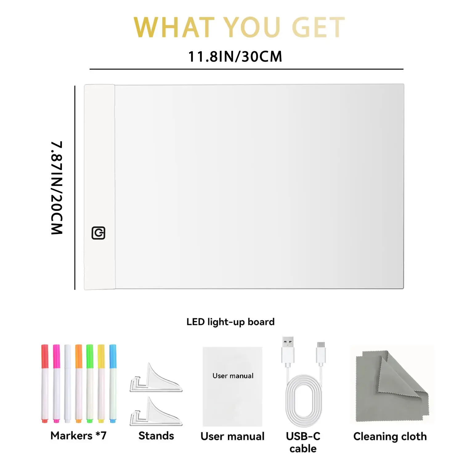 LED Light Up Dry Erase Board with Stand, 10 Color Changing Neon Acrylic Message Sign, Touch Control Rewritable Writing Board for Store Office Room Decor, Includes 7 Markers & USB Power, 11.8x7.8 Inch Transparent Display Board