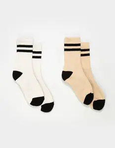 FULL TILT 2 Pack Striped Womens Quarter Socks, Cream & Black