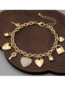 Original Design Heart Lock Charm Jewelry, Rhinestone Embellished, Unique Couple Bracelets, Women Christmas Gift, Heart Shaped Couples Bracelets