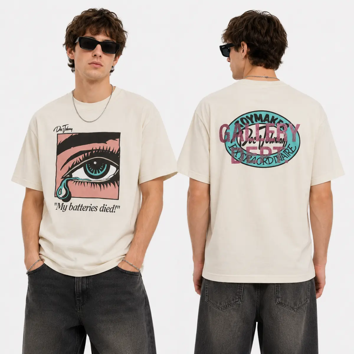 Gallery Dept. Vintage Crying Eye Graphic T-Shirt, Pop Art Streetwear Tee, Retro Comic Cotton Shirt, Unisex Casual Short Sleeve Top