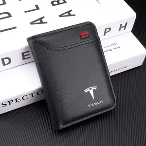 Soft Wallet Leather Mini Credit Card Purse, Portable Small Wallet for Tesla Models & Spacex, Universal Car Accessory