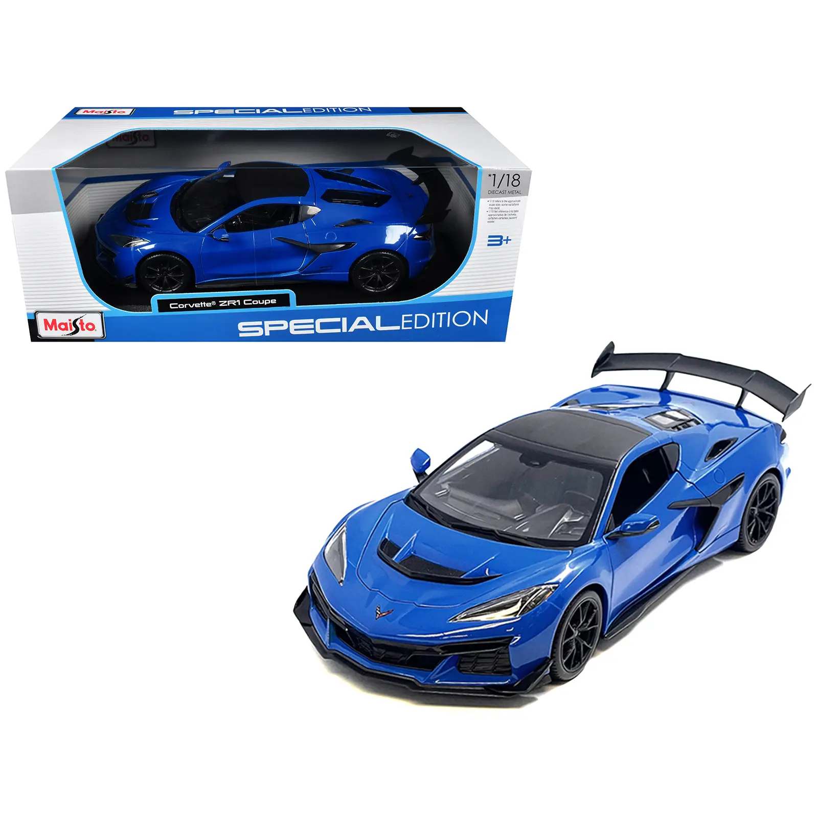 Chevrolet Corvette ZR1 Coupe Blue with Carbon Top "Special Edition" Series 1/18 Diecast Model Car by Maisto