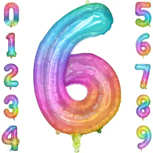 Number 6 Balloon 40 Inch Large Foil Mylar Balloons for 6th Girl Boy Birthday Party Wedding Anniversary Celebration Decorations Supplies Back is Silver